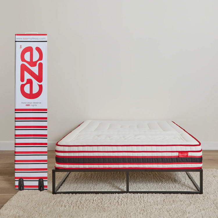 COOLEZE HYBRID ORIGINAL BOX AND MATTRESS DISPLAYED TOGETHER 