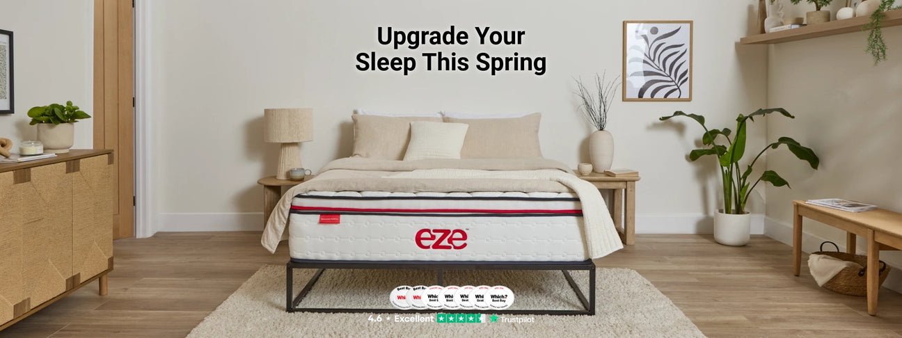 EZE HYBRID MAX MATTRESS IN A NEUTRAL STYLED BEDROOM