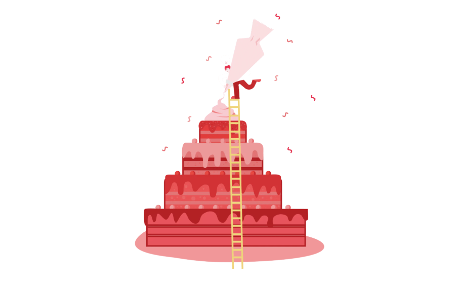 anmimated_cake_stack_mattress_layers_with_man_and_ladder