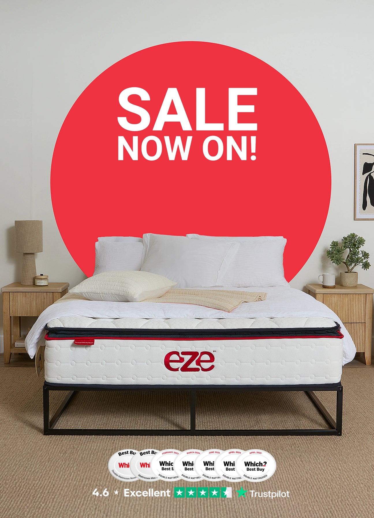 eze mattress mobile web banner sale now on banner